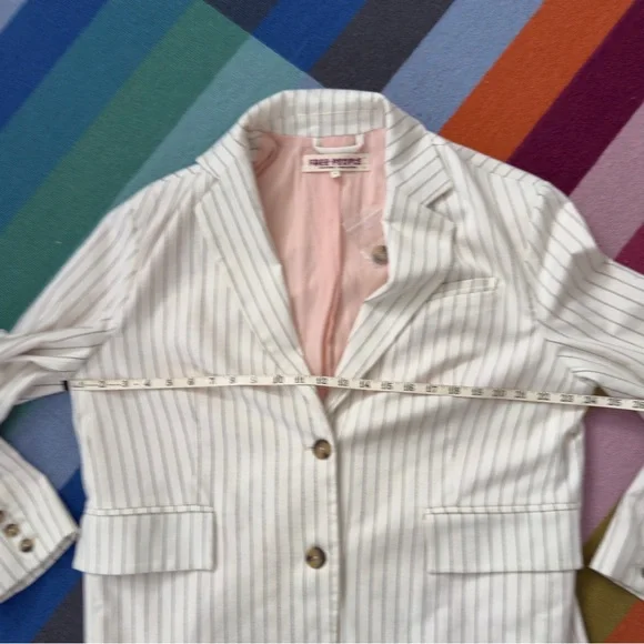 Free People Reggie Oversized White Striped Blazer - Picture 10 of 11